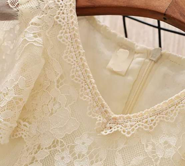 2 Farben: Romantisches Vintage Kleidchen mit Spitzen und Chiffon - Vanille oder Rosa