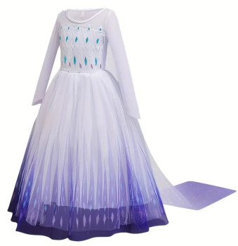 Traumkleid im Elsa Look, blau-weiss mit tollem Schleier