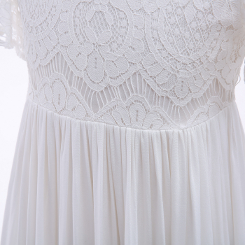 2 Farben: Zauberhaftes leichtes Kleid mit Spitzen und zarten, kurzen Ärmeln - in Elfenbein und Puder-Rosa, wenige Reststücke!