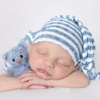 Preview: Herzig: Zwergli-Set fein hellblau-weiss gestreift