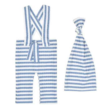 Preview: Herzig: Zwergli-Set fein hellblau-weiss gestreift