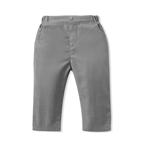 Pinkvanille-Kollektion: Elegantes Hellgrau-Weisses Anzug-Set, langärmlig, Eigenproduktion