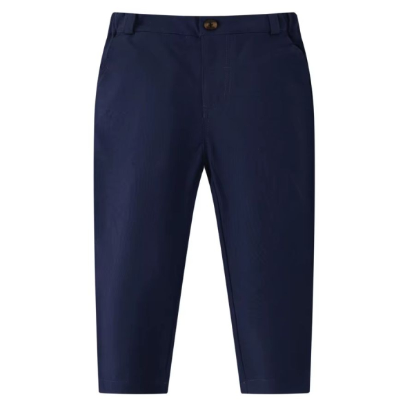 Total chic: Anzug-Set navyblau mit Weste, Hemd, Fliege und Hose, Grösse 80