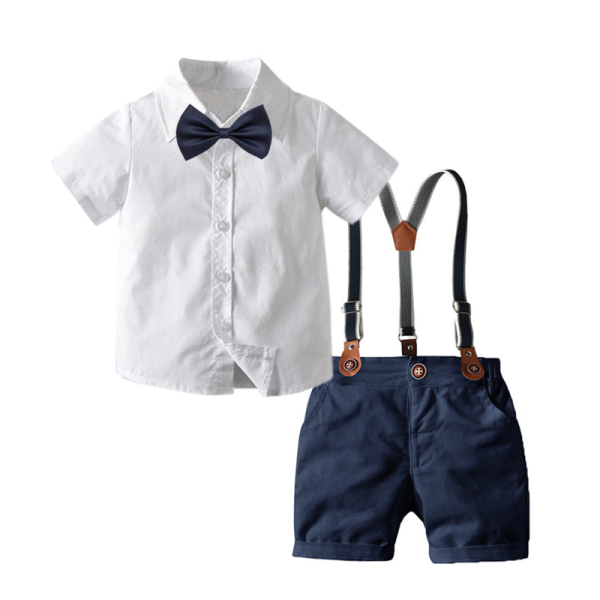 Elegantes Sommerset für Jungs, für Taufe, Hochzeit oder schöne Feste, navy-weiss