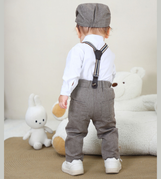 Pinkvanille Collection: Elegantes Anzug-Set für Baby Boys, klassisches Fischgrätemuster, 5-teilig - optional mit Weste