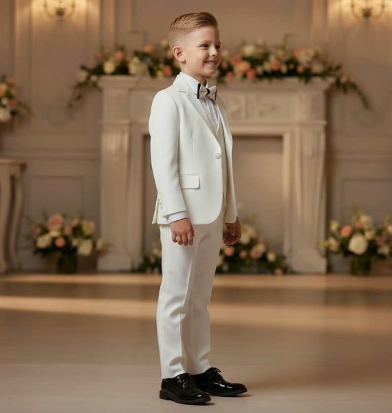 Edler Stil: Anzug für Jungen - perfekt für Kommunion und Hochzeit, Elfenbein, Grösse 128