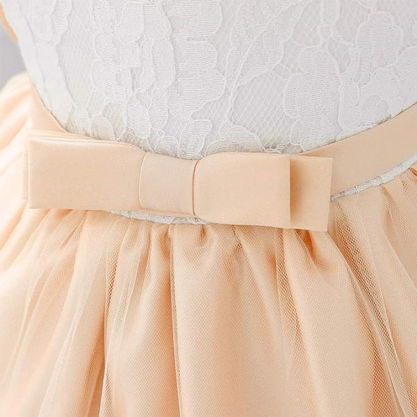 6 Farben: Taufkleid, Ballkleid reich bestickt mit schicker Schleife und passendem Haarband