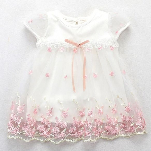 Tunika Kleidchen - kurzärmlig weiss oder rosa, ein Traum mit rosa Blüten....