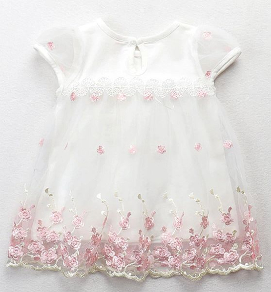 Tunika Kleidchen - kurzärmlig weiss oder rosa, ein Traum mit rosa Blüten....