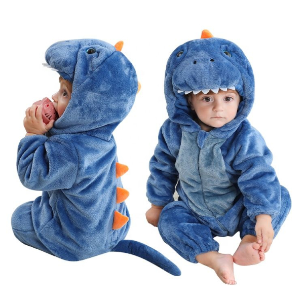 Herziger Dino-Overall aus Plüsch - perfekt für Halloween und Fasnacht!