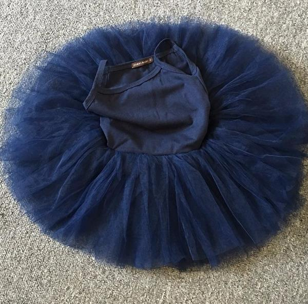 Ballettkleidchen Trikot mit Tutu in dunkelblau, Grössen 92 & 98