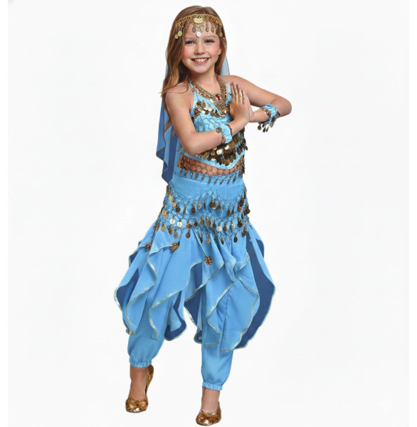 2 Farben: Bollywood oder 1001Nacht - wunderschönes Bauchtanz-Kostüm für Prinzessinnen