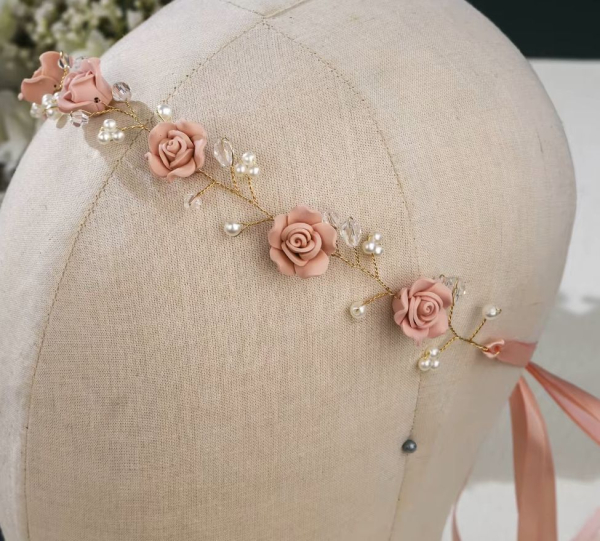 Blütenhaarband altrosa, bezaubernd fein und wunderschön!