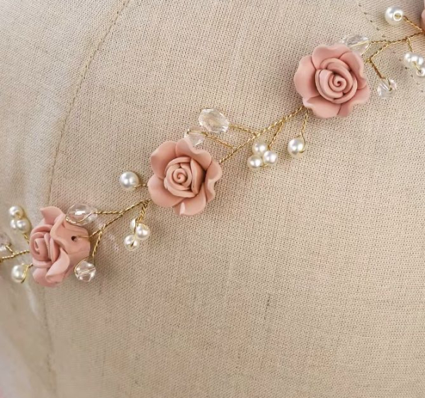 Blütenhaarband altrosa, bezaubernd fein und wunderschön!