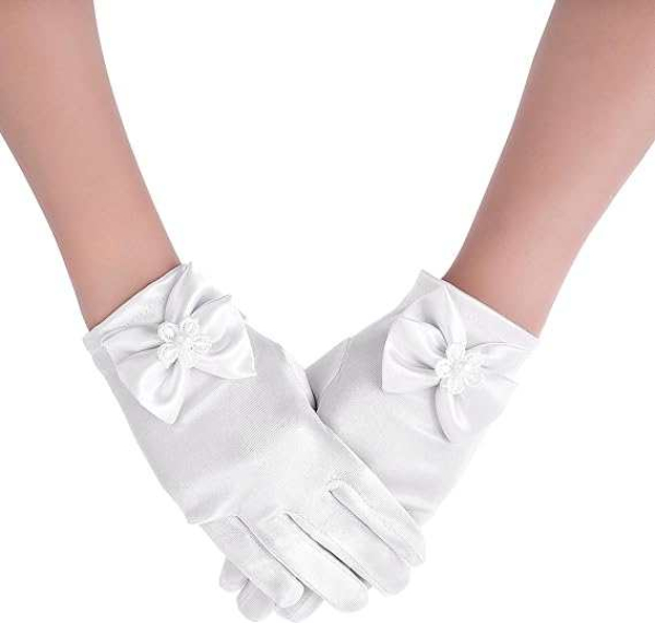 Handschuhe für Mädchen, elastisch mit feinem Satin-Glanz - Universalgrösse