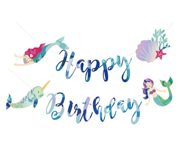 Girlande Happy-Birthday Meerjungfrauen-Sujet