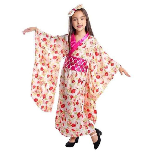 Kimono Kostüm Haruto-Stil, wunderschöner Blüten-Print