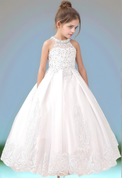 Zauberhaftes Premium Neckholder-Festkleid - mit feiner Strass-Deko