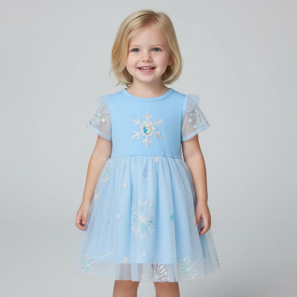 Lieblings-Kleidchen für kleine Eisköniginnen - mit schönem Glitzerstern und Tüllröckchen