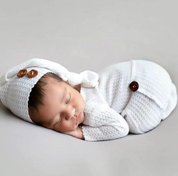 3 Farben: Zwergli-Set mit Strampler und Mützchen: weiss, blau, altrosa