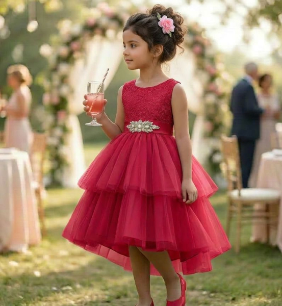 Chic in 4 Farben: Partykleid für Mädchen, elegant und halblang