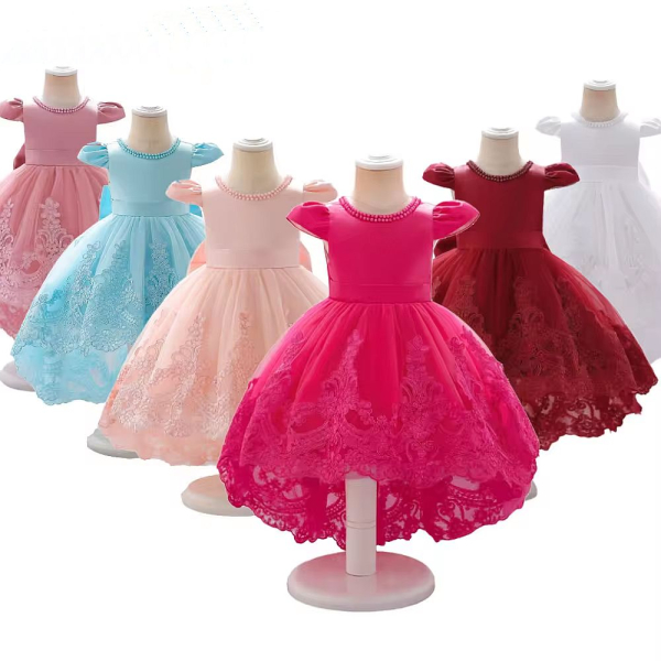 6 Farben: Festliches Mädchenkleid, halblang, mit kleiner Schleppe, bauschig, mit vielen tollen Details!