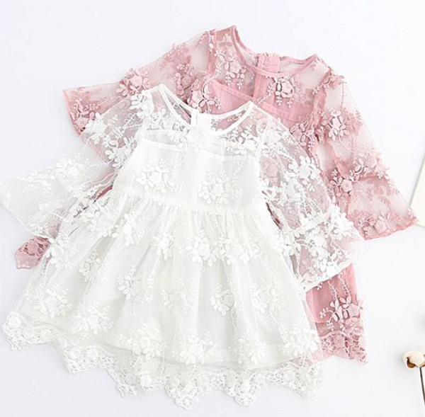 Sommertraum - luftiges Kleidchen in elfenbein oder altrosa, wenige vorrätig!