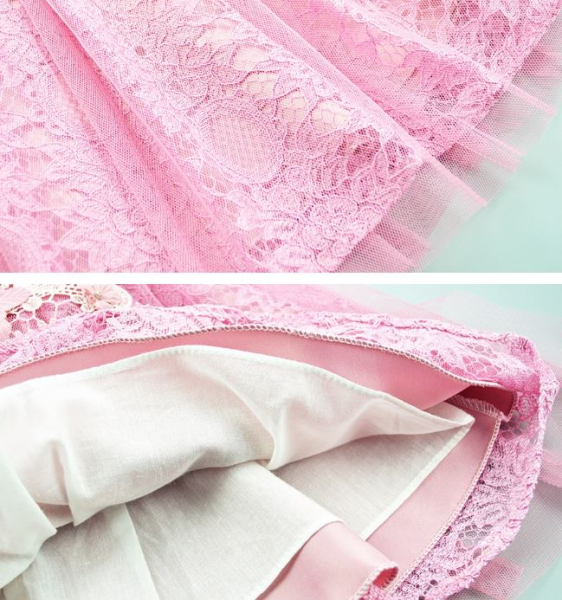 2 Farben: Elegantes Festkleid, mit Blüten und Spitzen in Rosa oder Altrosa - solange Vorrat!