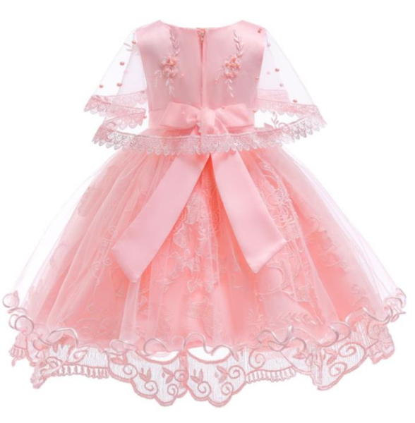 Taufkleid oder Mädchenkleid mit kleinem Schleier, weiss oder rosa