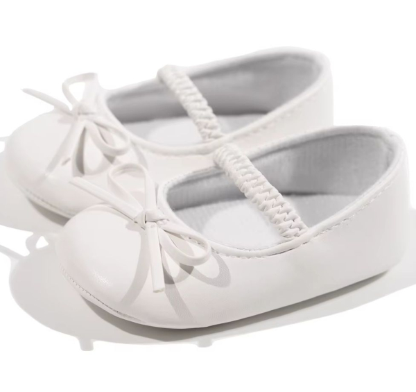 Taufschuhe Ballerinas weiss mit feiner Schleife