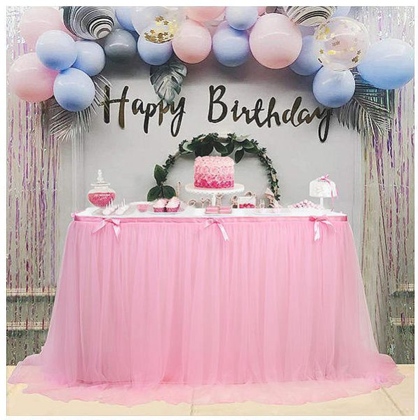 Exklusiver Tischrock, Tisch Tutu, weich fallend, doppellagig mit Satinband!