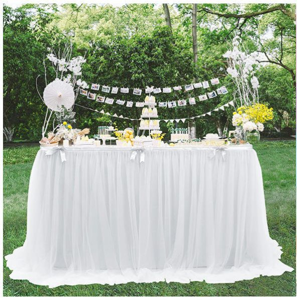 Exklusiver Tischrock, Tisch Tutu, weich fallend, doppellagig mit Satinband!