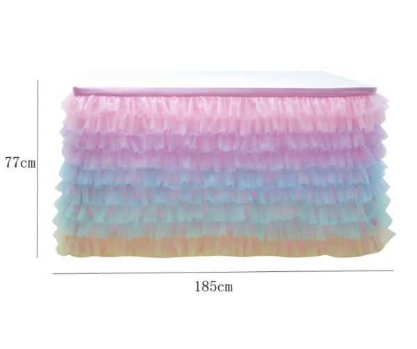 Tisch Tutu für festliche Dekorationen, mit vielen Rüschen - weiss oder bunt
