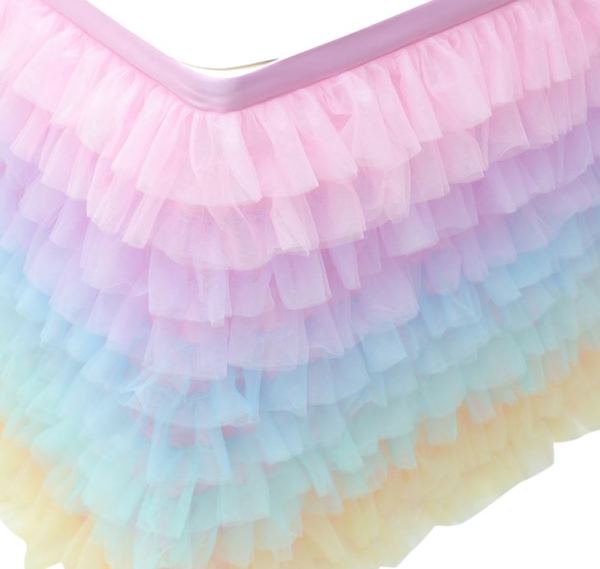 Tisch Tutu für festliche Dekorationen, mit vielen Rüschen - weiss oder bunt