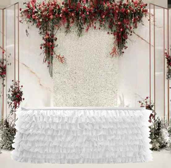 Tisch Tutu für festliche Dekorationen, mit vielen Rüschen - weiss oder bunt