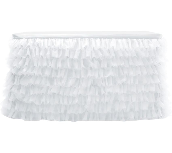 Tisch Tutu für festliche Dekorationen, mit vielen Rüschen - weiss oder bunt