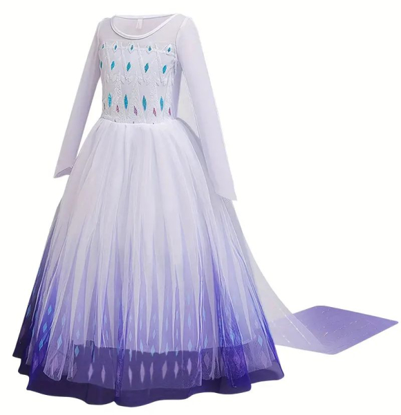 Traumkleid im Elsa Look, blau-weiss mit tollem Schleier