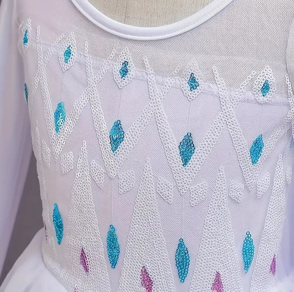 Traumkleid im Elsa Look, blau-weiss mit tollem Schleier